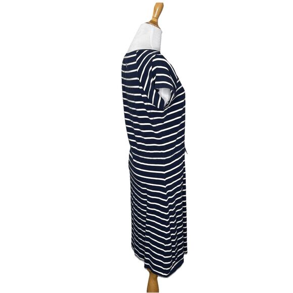 Columbia Omni Wick Navy Blue Short Sleeve Striped Scoop Neck Dress Size Small - Picture 4 of 7